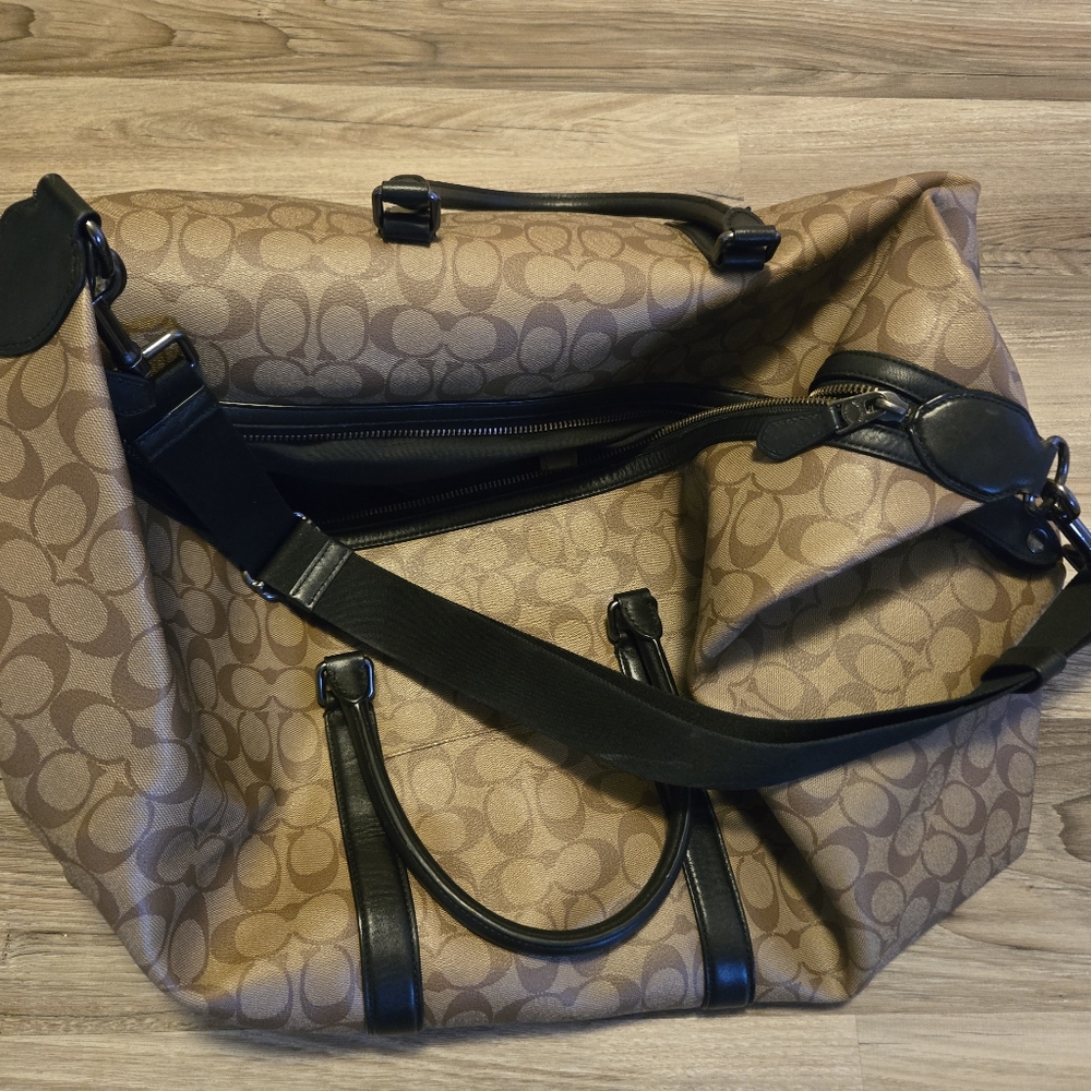 Coach Black and Brown Duffel Bag Signature Canvas